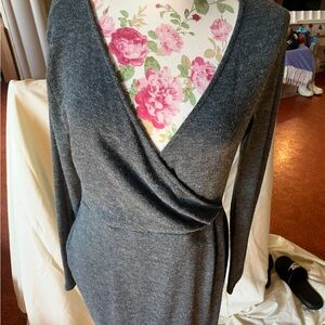 Boutique amichi cross front teal grey Essentials Long Sleeve Dress